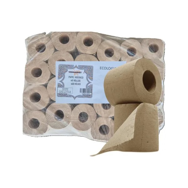 Papel Higiénico 48 Rollos 400 Hojas Sin Olor Ecológico Color