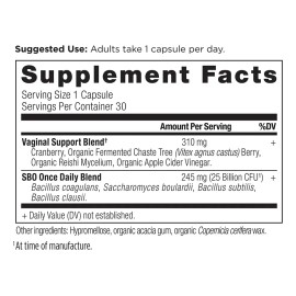 Probiótico Ancient Nutrition Sbo Vaginal Health Women, 30 Un