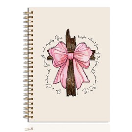 JHFDTY Coquette Pink Bow Bible Notebooks for Note Taking Christian Notebook Prayer Journal for Women Bible Gifts for Women Church Notes Journal Hardcover 160 Pages Spiral Notebooks