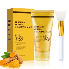 Turmeric Collagen Overnight Wrapping Mask, Turmeric Overnight Peel Off Mask with Retinol & Vitamin C for Deep Hydrating & Brightening, Firming and Nourishing Dull Uneven Skin for All Skin Types