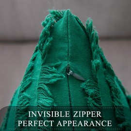 MIULEE Set of 2 Decorative Boho Throw Pillow Covers Cotton Linen Striped Jacquard Pattern Cushion Covers for Sofa Couch Living Room Bedroom 20x20 Inch Green