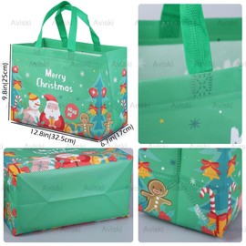 Aviski 8PCS Christmas Gift Bags,Christmas Tote Bags with Handles, Christmas Treat Bags, Multifunctional Non-Woven Christmas Bags for Gifts Wrapping Shopping, Xmas Party Supplies, 12.8×9.8×6.7inch