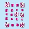 Hot Pink Press on Toenails Rhinestone Toe nail press ons