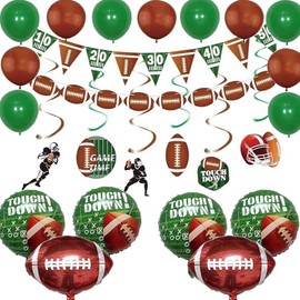 American Football Party Decorations,Football Garland Banner Hanging Swirl And Balloons Set for Tailgate Game Day Football Theme Party Supplies Birthday Party Decorations