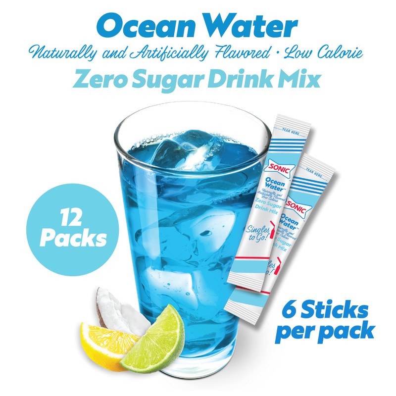 Sonic Singles to Go Powdered Drink Mix, Ocean Water, 6