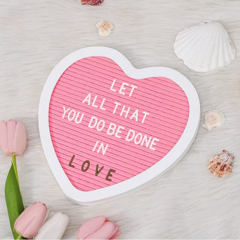 G GAMIT Heart-Shaped Felt Letter Board Message Sign,10x10 inches Message