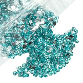 qiipii 5000PCS 4mm Aquamarine Resin Crystal Rhinestones for Crafts Lake Blue Flatback Rhinestones Bulk SS16 Non-Hotfix Water Blue Stones Diamonds Crystals Gems for Face Eyes Makeup Tumblers DIY Crafts