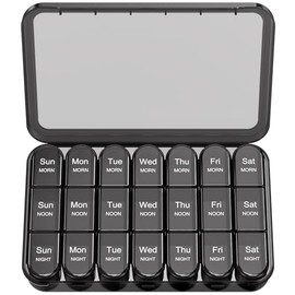 Daviky Pill Organizer 3X a Day, Weekly Pill Box 7 Day, Travel Pill Case with Large Containers, Light-Proof Pill Case for Vitamins, Medication, Supplem