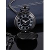 Quartz Pocket Watch for Men with Black Dial and Chain