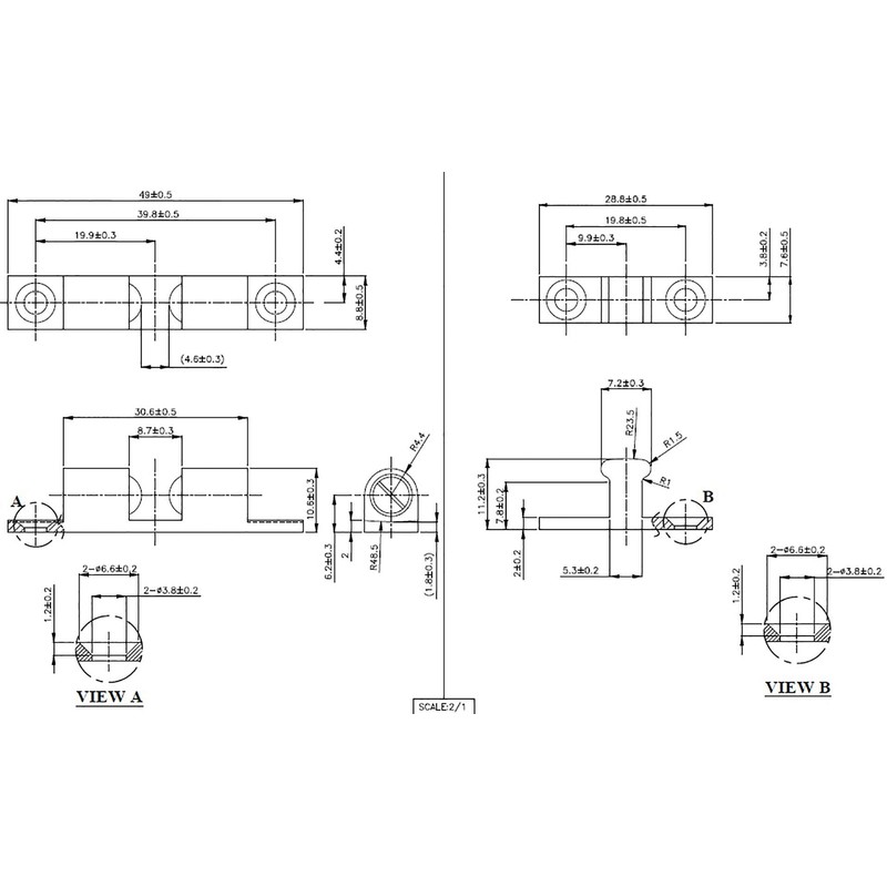 QCAA Solid Brass Double Ball Catch, 49mm, with#304 Stainless Steel