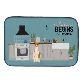 Caroline's Treasures CK7803DDM Whippet Kitchen Scene Dish Drying Mat Absorbent Dish Drying Mat Pad for Kitchen Counter Dish Drainer Mat for Countertop, 14 x 21", Multicolor