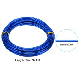 PATIKIL 32.8ft Aluminum Wire, 1pcs Jewelry Wire Aluminum Craft Wire 2mm 12 Gauge Wire Metal for Jewelry Making Beading Crafting Pendants Art, Blue