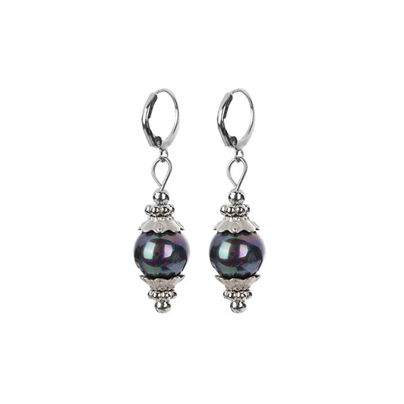 Greendou Fashion Jewelry 12mm Tahitian Black Peacock Sea Shell Pearl