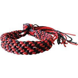 BLACK & RED DUO MUAY THAI KICKBOXING RING FIGHTERS TRADITIONAL PRAJIOUD PRAJEAT ARM BANDS (PAIR)