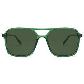 SOJOS Trendy Vintage Aviator Square Sunglasses For Womens Mens Retro 70s UV400 Women Sun Glasses SJ2327 Green Green Lens