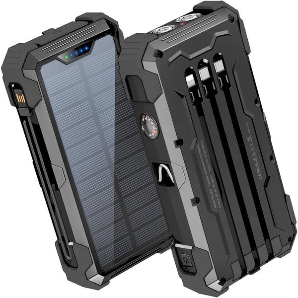 GOODaaa W33 Solar Power Bank 42800mAh, 4 Cables, Thermometer, 15W