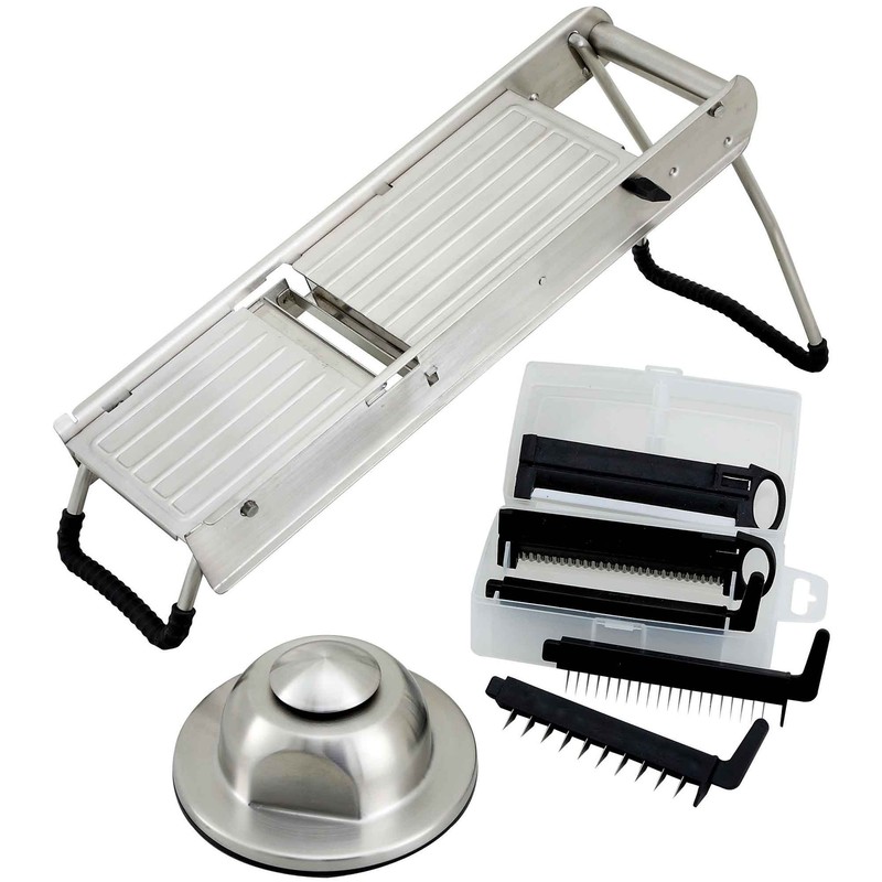 Winco winware Stainless Steel Mandoline Slicer Set with Hand Guard