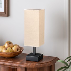 aooshine Linen Black Small Table Lamp - Bedside Lamp for Bedroom, Minimalist Nightstand Lamp with Silver Base, Desk Lamp for Kids Room Dorm