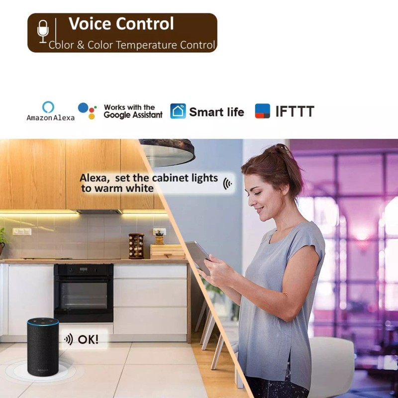 LAMPAOUS Smart Under Cabinet Lighting App, Alexa & Google Compatible