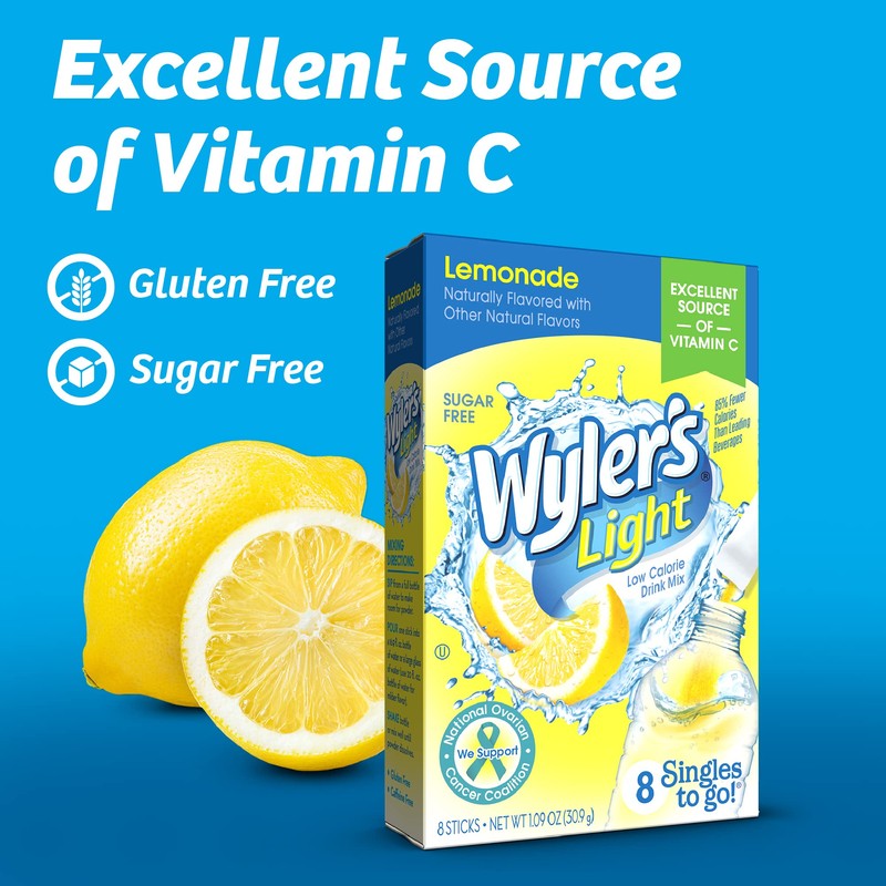 Wyler's Light Singles Water Drink Mix To Go Powder Packets,