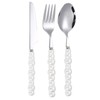 Luxury Pearl Cutlery Set, 304 Stainless Steel Utensils, Fine Polished,