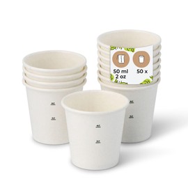 BIOZOYG Paper Cups 50 ml / 2 oz, Diameter 50 mm, White - Cups for Hot Drinks - Coffee Cups to Go Made of Cardboard - Disposable Cups, Alternative to Styrofoam Cups