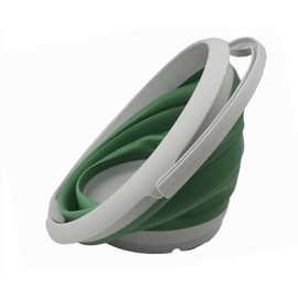 SAMMART 10L (2.64Gallon) Collapsible Fishing Bucket - Foldable Round Tub - Portable Plastic Water Pail - Space Saving Outdoor Waterpot - Trunk Organizer (1, Grey/Dark Sea Green)