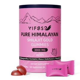 VIFSSG Shilajit Gummies, 3000 Mg Shilajit Pure Himalayan Organic with Ashwagandha, Turmeric Sugar-Free Gummies for Men and Women, Shilajit Supplement, Non-GMO Nature Shilajit for Energy, 60 Gummies