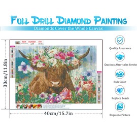 Diamond Painting Kits for Adults - Diamond Art Kits for Kids Beginner DIY 5D Full Drill Crystal Rhinestone Arts and Crafts - Gem Art Painting with Diamonds Dots Home Wall Decor Cow 11.8x15.7inch