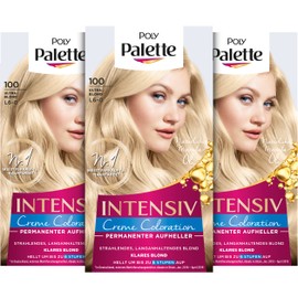 Poly Palette Intensive Cream Colouration 100/L6-0 Ultra Blonde Level 3 (3 x 125 ml), Permanent Brightener for Radiant, Long-Lasting Blonde Hair Colour, Anti-Yellow Tint Effect, 125 ml (Pack of 3)