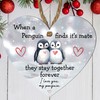 Heart-Shaped Penguin Love Plaque - "When a Penguin Finds Its