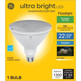 GE Ultra Bright LED 120 Watt Replacement, Warm White, PAR38 Outdoor Floodlight Bulbs (2 Pack)