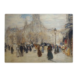 Kitchen Chopping Board Glass - Jean-Francois Raffaelli Place St Augustin - Textured Worktop Saver Cutting Board - Heat Resistant, Shatterproof and Hygenic - 28.5 x 20 cm