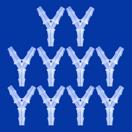 JoyTube Plastic Barb Equal Y Tee 3/8" hose ID Polypropylene pipe connectors Plastic Joint Splicer Mender Adapter Union Boat Water Air Aquarium O2 Fuel (pack of 10)