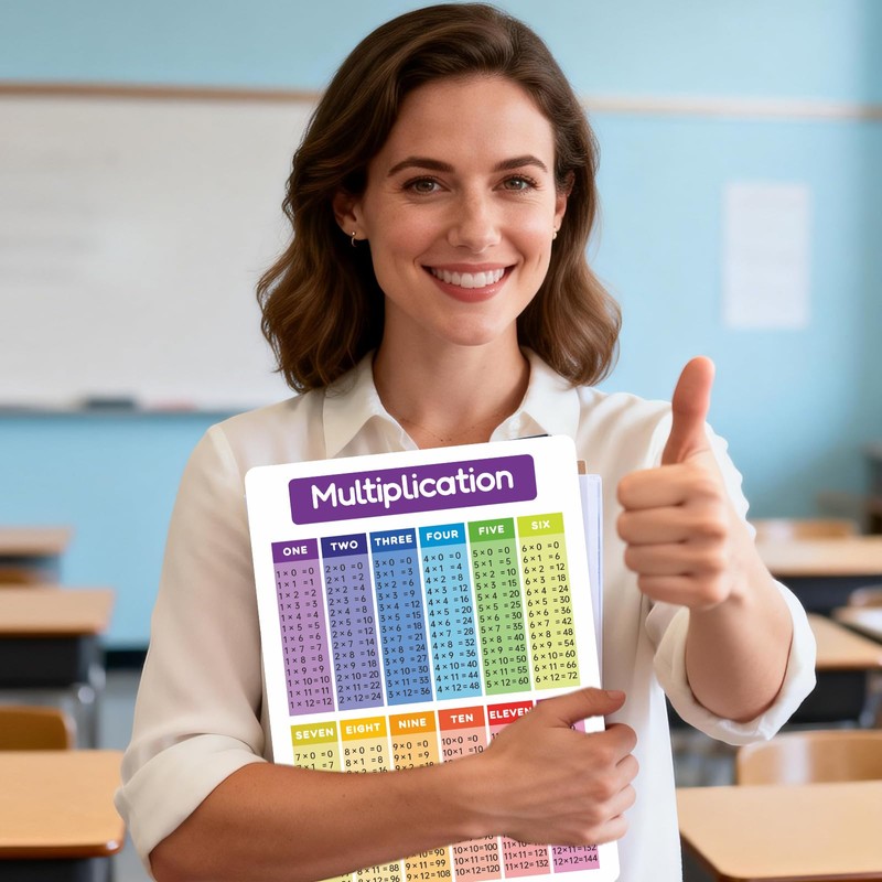 Dinggaogao 4-Pack Durable Laminated Math Charts | 8.27x11.22 Inch Reusable