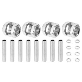 PATIKIL M10 Fine Thread Lamp Tube Repair Parts Set, 4 Pieces M10 x 15 Metal Hex Nut with Thread and Hex Nut for Light Extension Rod
