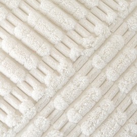 Volcanics Christmas Decorative Cream White Throw Pillow Covers 50x50cm (20x20) Set of 2, Soft Splicing Corduroy Broadside Twill Cushion Covers, Modern Farmhouse Boho Decor