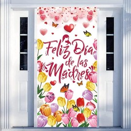 Feliz Dia de las Madres Banner Dia de las Madres Door Banner for Feliz Dia de las Madres Decorations, 71 x 35 Inch
