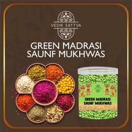 Vedik Sattva Natural Green Madrasi Saunf | Homemade Indian Taste | 3.52 OZ (100 gm) | PACK OF 1
