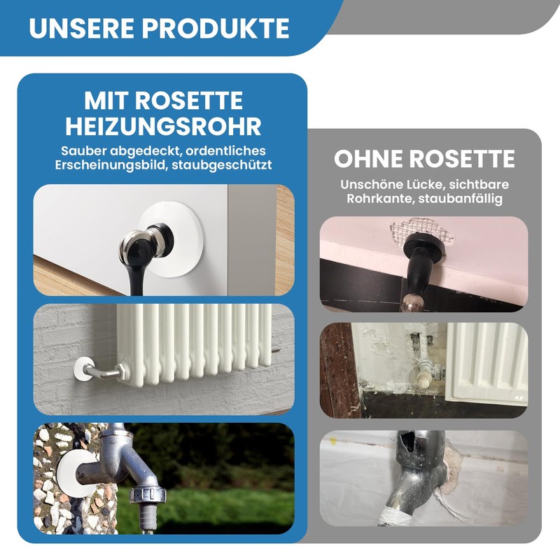 Pack of 30 Heating Pipe Rosette White, Rosettes for Radiator