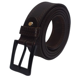 Men's Genuine Buff Leather Casual & Dress Belt Heavy Duty Belts for Men Also For Big & Tall (Brown, 46")