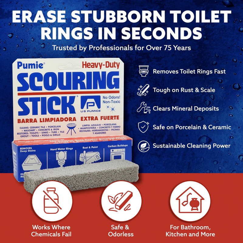 PUMIE Scouring Stick, Heavy Duty Extra Strong Pumice Cleaning Bar,