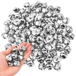 KISEER 100 Pcs Jingle Bells Bulk, 1 Inch Craft Bells for DIY Christmas Home Decoration (Silver)