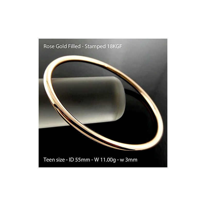 Bangle Real 18k Rose Gold Filled Solid Teen Girls Cuff