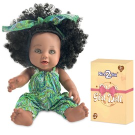 Nice2you 12 Inch Black Doll for Girls, 30 cm, African Baby Doll, Toy for Kids 2, 3, 4, 5 Years, Reborn Baby Doll - Ideal Gift