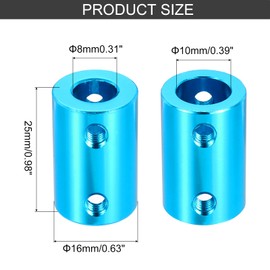 MECCANIXITY Rigid Screw Coupling 8mm to 10mm Shaft Coupler Connector L25mm x D16mm Aluminum Alloy Joint Connector Set for 3D Printers DIY Encoder with 20 Screws, Blue, 5Pack
