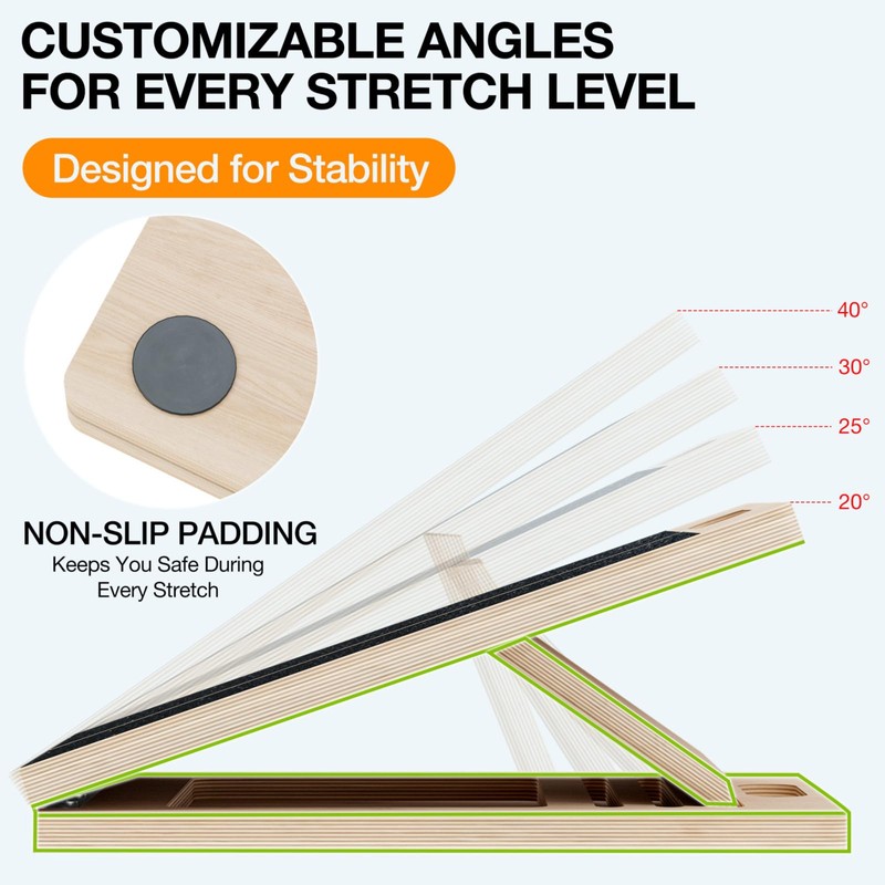 TEMI Slant Board for Calf-Stretching - Wooden Incline Wedge Stretcher