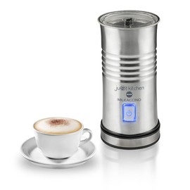 MACOM, Monta Scaldalatte/Cappuccinatore Elettrico, Crea una perfetta schiuma Fredda o Calda di latte per cappuccini e caffè cremosi, Acciaio Spazzolato, Just Kitchen 867 Milkaccino