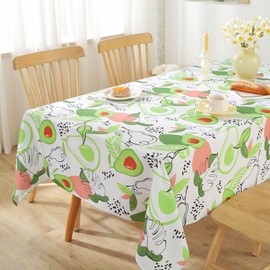 Summer Avocado Tablecloths Rectangle 60x84 inch, Washable and Wrinkle Resistant Polyester Tablecloth for Rectangle Tables, Spill Proof Fabric Tablecloths, Decorative Table Cover for Indoor/Outdoor