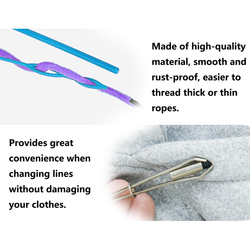 Emezddo Pack of 6 pull-through needles, metal needle threader tweezers,